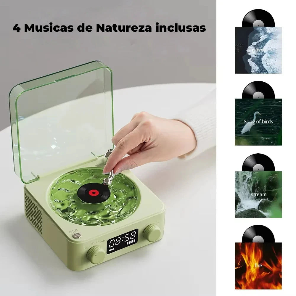 Caixa de Som Bluetooth + Luminária Vinil Retrô – Cultura Puff™