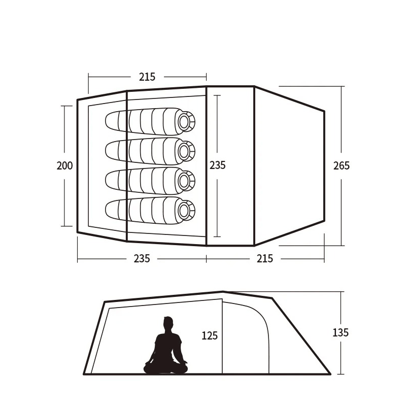 Barraca de Camping Impermeável 3 Pessoas | Opalus Pro 4 Estações