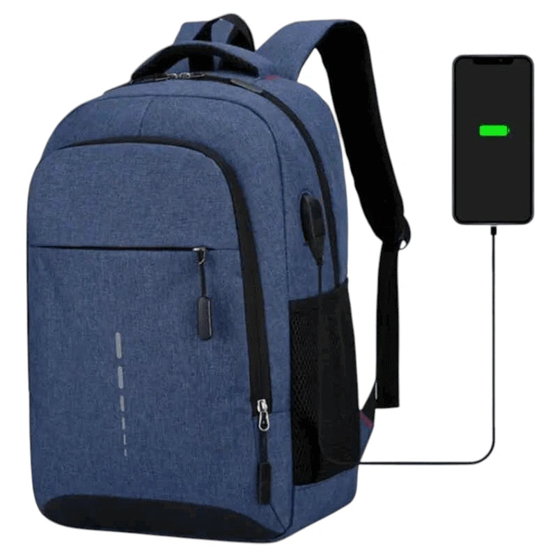 Mochila masculina azul com alças ergonômicas acolchoadas