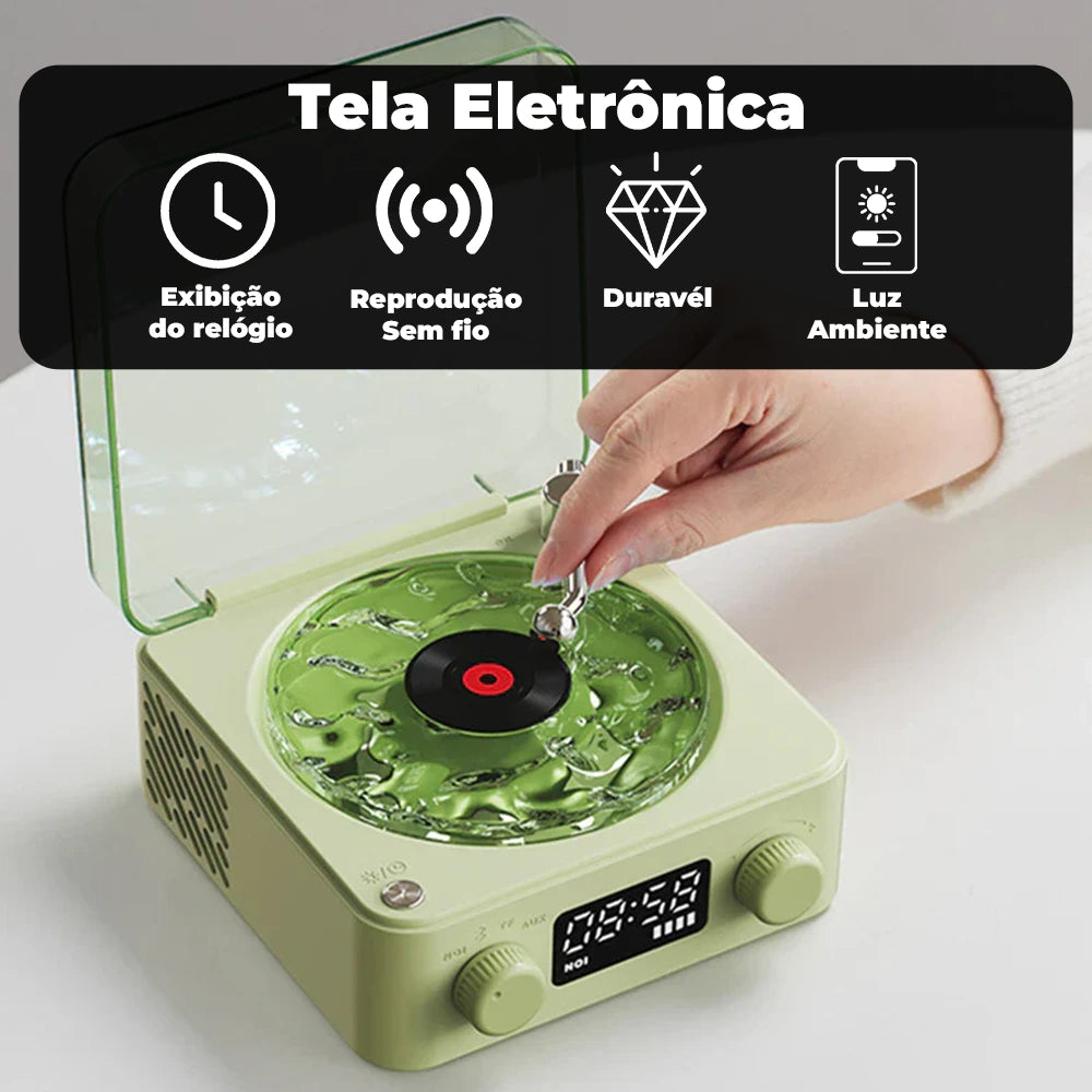 Caixa de Som Bluetooth + Luminária Vinil Retrô – Cultura Puff™