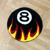 Tapete Bola 8 com Chamas | Design Tufted