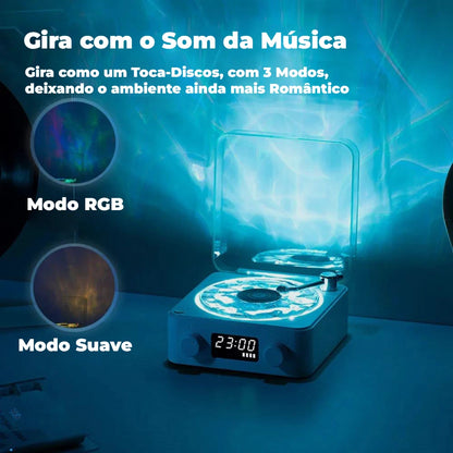 Caixa de Som Bluetooth + Luminária Vinil Retrô – Cultura Puff™