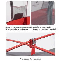 Detalhes de funcionalidade, como bolsos e malha anti-insetos de alta precisão, sustentados pelas travessas de Alumínio 7001.