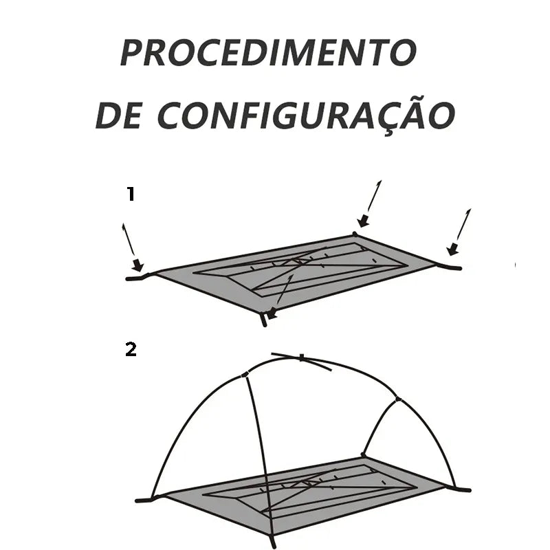 Diagrama do procedimento de configuração da barraca, simplificando a montagem fácil e a conveniência para o cliente 35+.
