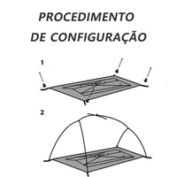 Diagrama do procedimento de configuração da barraca, simplificando a montagem fácil e a conveniência para o cliente 35+.