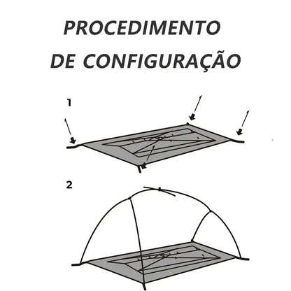Diagrama do procedimento de configuração da barraca, simplificando a montagem fácil e a conveniência para o cliente 35+.