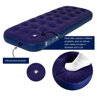 Colchão inflável com inflador acoplado e válvula de esvaziamento, oferecendo máxima conveniência e conforto no kit de Alto Valor.