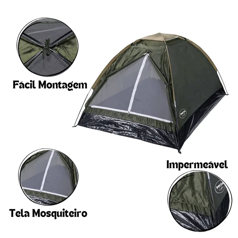 Barraca de Camping 2 Pessoas | Compacta e Impermeável + Colchão Grátis