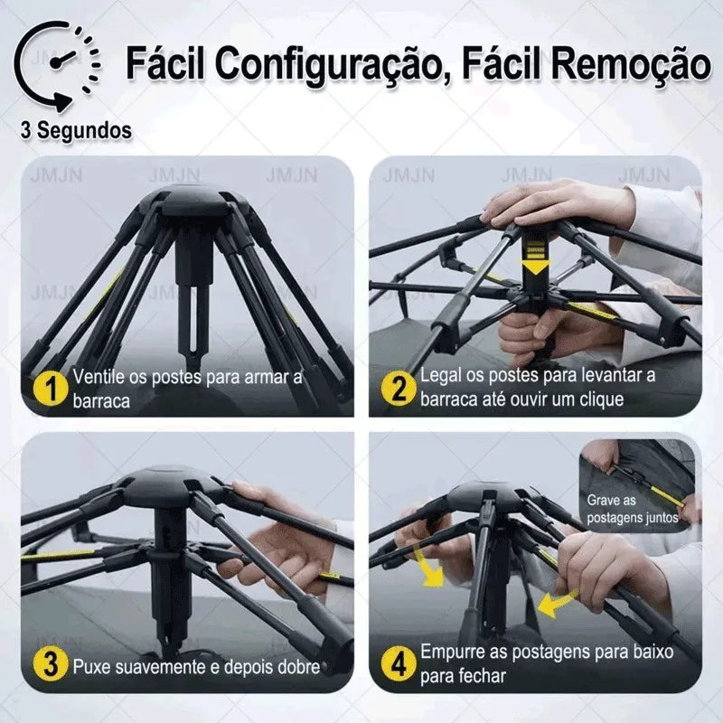 Barraca de Camping Automática 3 a 4 Pessoas | Pop-Up Impermeável