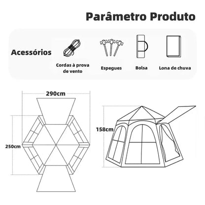 Barraca de Camping Automática 5 Pessoas | Impermeável e Rápida