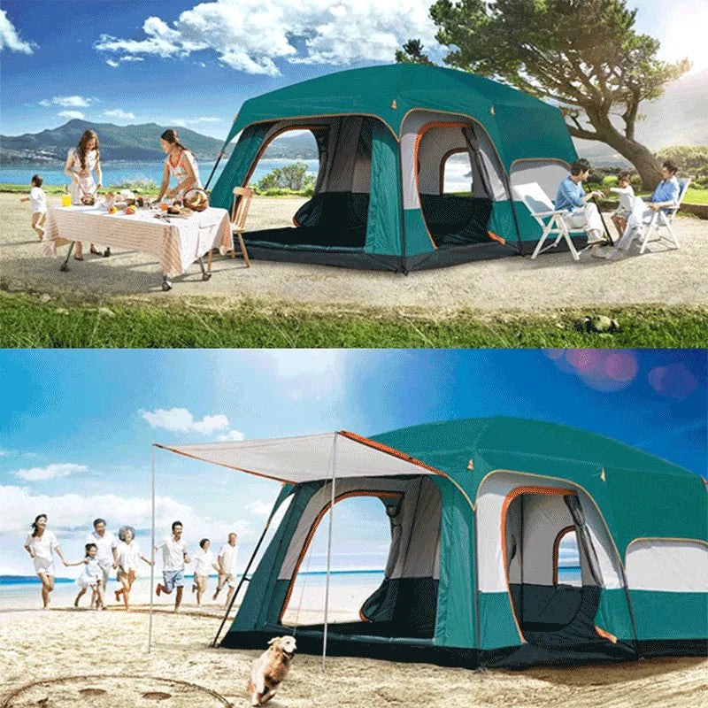 Barraca-de-Camping-Grande-8-a-12-Pessoas-Familiar-e-Impermeavel em uso na praia