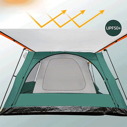 Barraca-de-Camping-Grande-8-a-12-Pessoas-Familiar-e-Impermeavel mostrando proteção contra o sol