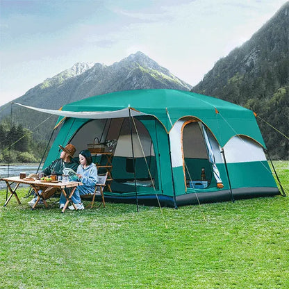 Barraca-de-Camping-Grande-8-a-12-Pessoas-Familiar-e-Impermeavel motrando modelos usando