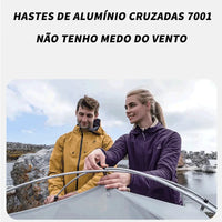 Diagrama da Tenda de Trekking Cloud River 3 Pessoas, detalhando haste de alumínio 7001 e tecido Oxford 150D.