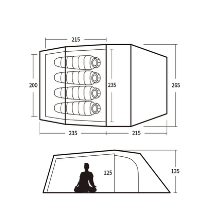 Barraca de Camping Impermeável 3 Pessoas | Opalus Pro 4 Estações
