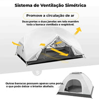 Imagem do sistema de ventilação simétrica com duas portas e duas janelas, promovendo conforto e higiene ideal para 2 pessoas.