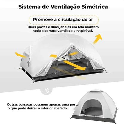 Imagem do sistema de ventilação simétrica com duas portas e duas janelas, promovendo conforto e higiene ideal para 2 pessoas.