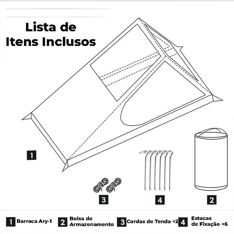 Barraca para 1 Pessoa Ultraleve | Impermeável Ary-1 itens inclusos