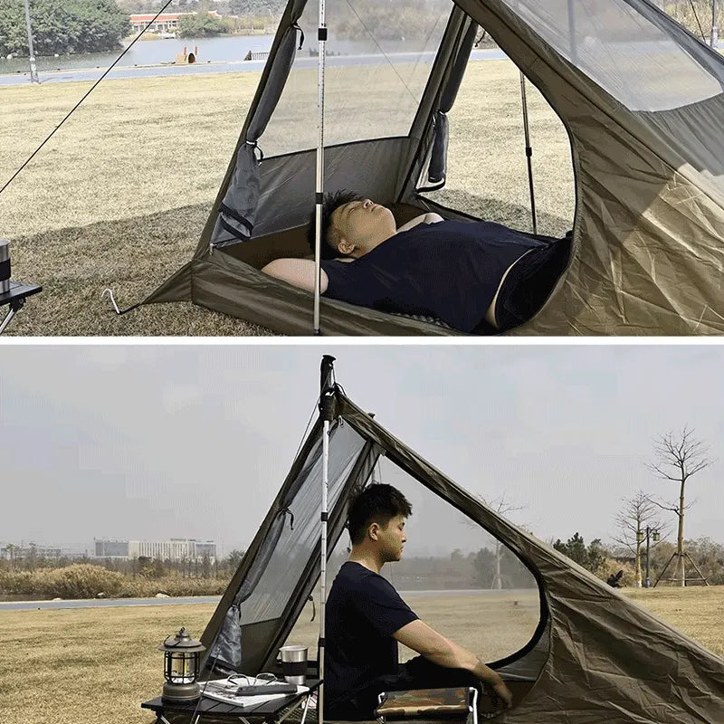 Barraca para 1 Pessoa Ultraleve | Impermeável Ary-1 homem acampando
