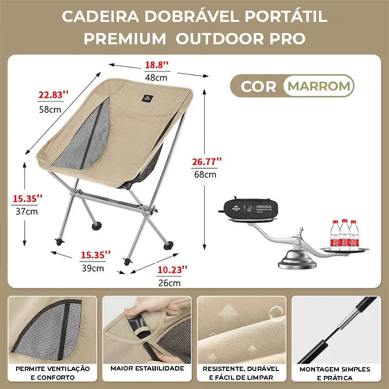 Cadeira Dobrável Portátil Premium | Outdoor Pro