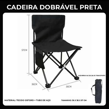 Cadeira Dobrável Portátil Preta | Outdoor Basic
