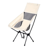 Vista lateral da cadeira dobrável, evidenciando o tecido com malha respirável que garante conforto e ventilação.