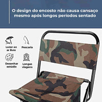 Foco no conforto ergonômico do encosto, ideal para longas horas sentado em pescaria ou viagens.