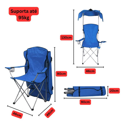 Cadeira com medidas e destaque para o suporte de até 95KG, comprovando a segurança e a estrutura durável da cadeira premium.