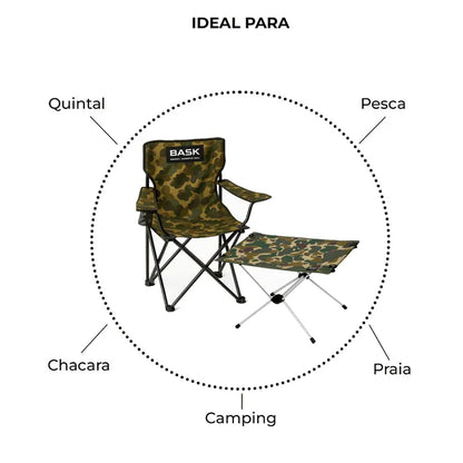 Kit Camping Dobrável 2 em 1 | Cadeira & Mesa Outdoor Pro