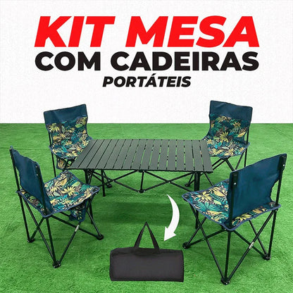 Kit Mesa Dobrável com 4 Cadeiras | Freedom Camp