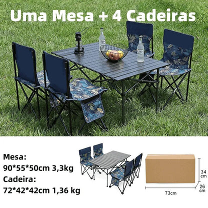 Kit Mesa Dobrável com 4 Cadeiras | Freedom Camp