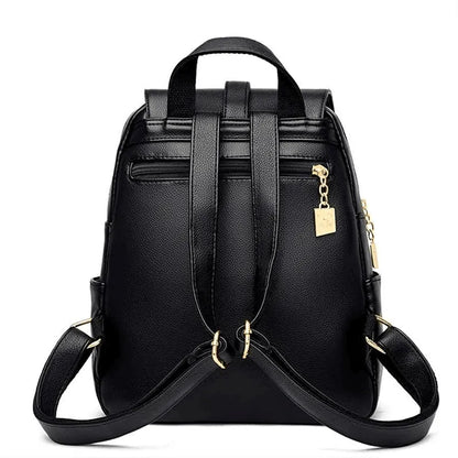 Mochila Feminina Couro Preta | Urban Chic