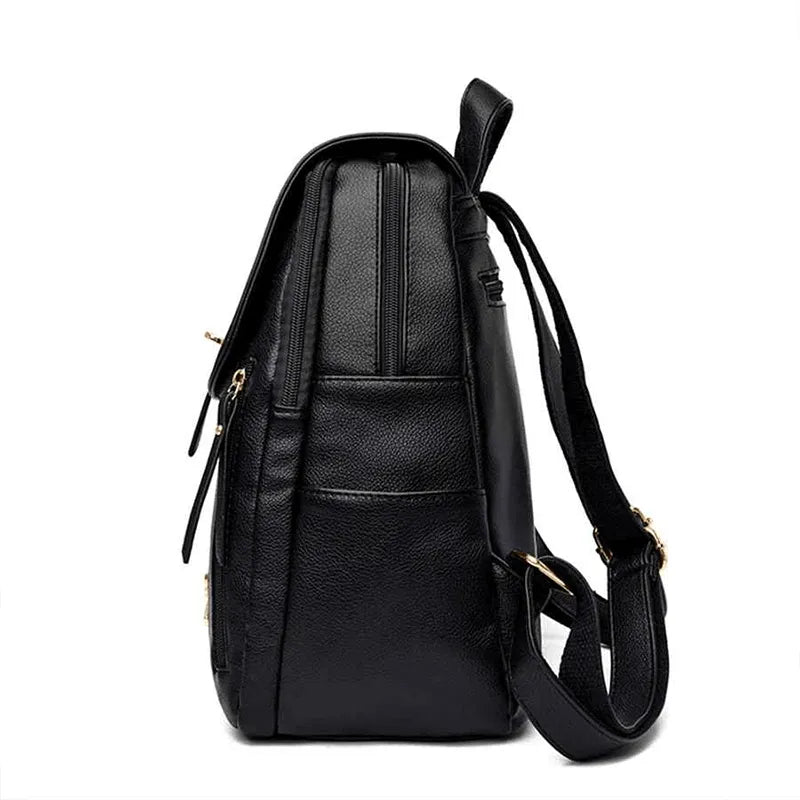 Mochila Feminina Couro Preta | Urban Chic