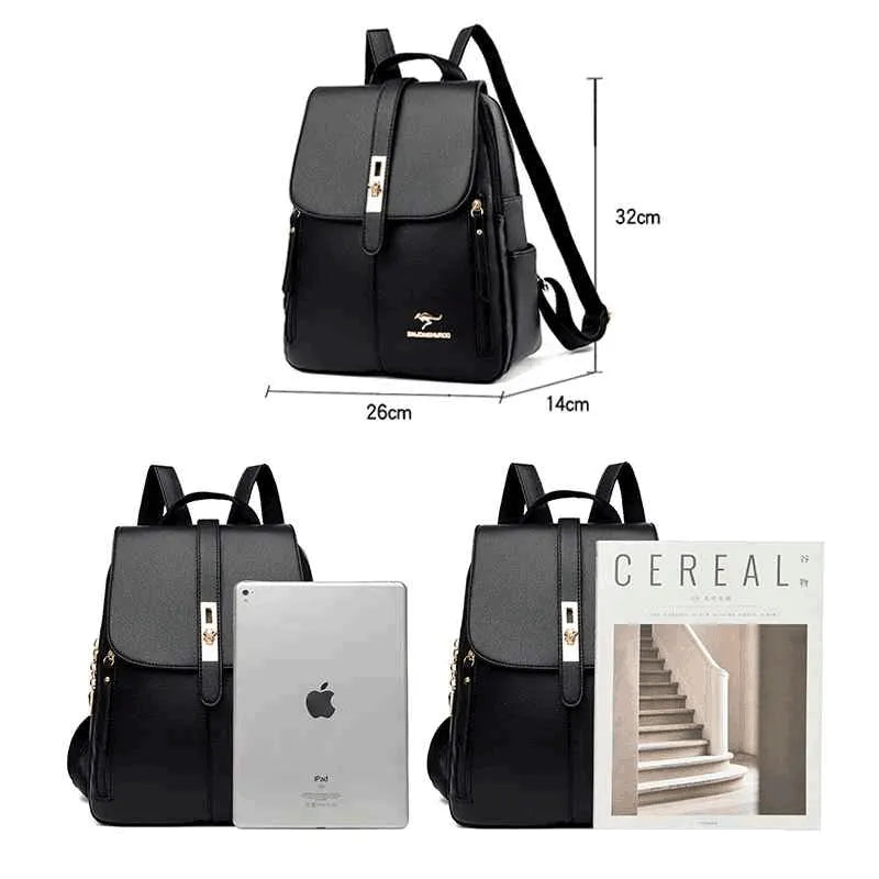 Mochila Feminina Couro Preta | Urban Chic