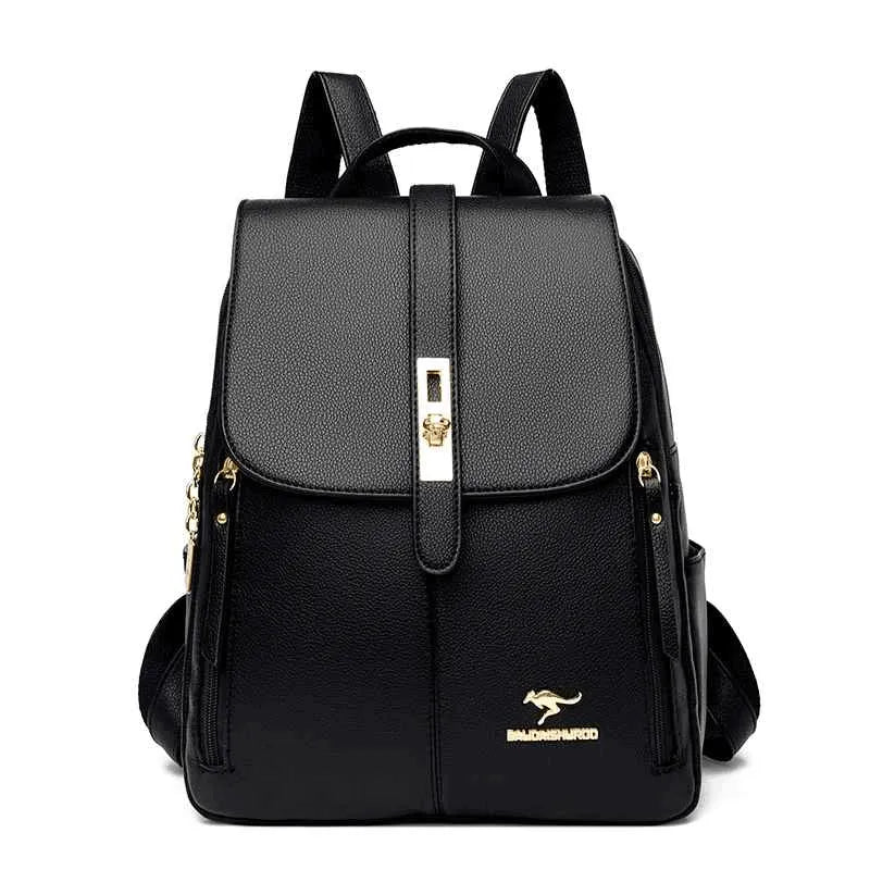 Mochila Feminina Couro Preta | Urban Chic