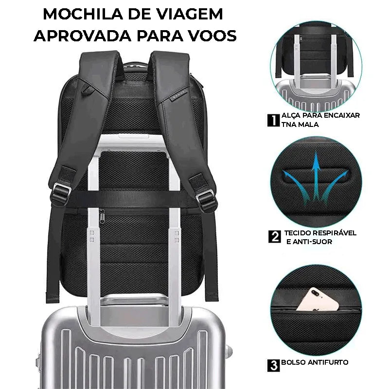 Mochila Masculina Antifurto Preta | Bange Smart