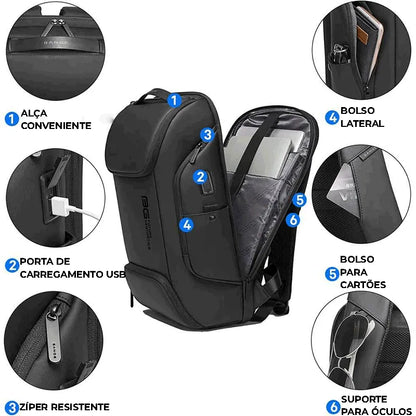Mochila Masculina Antifurto Preta | Bange Smart