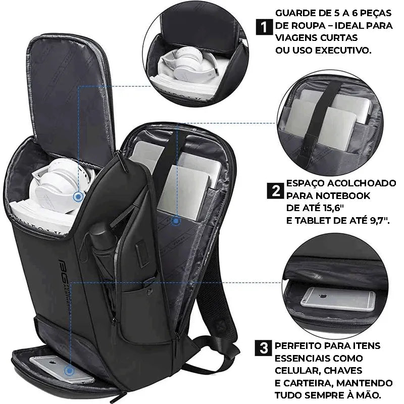 Mochila Masculina Antifurto Preta | Bange Smart