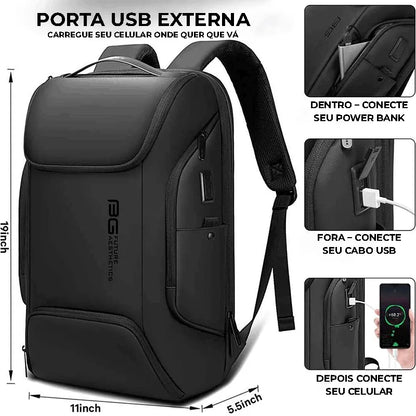 Mochila Masculina Antifurto Preta | Bange Smart
