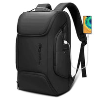 Mochila Masculina Antifurto preta com carregamento USB, destacando o design smart e a segurança de Alto Valor.