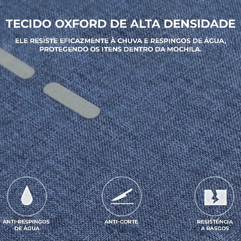 Mochila Masculina Azul Antifurto USB | Urban Tech