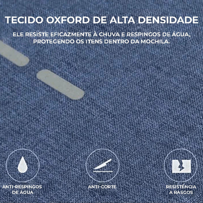 Mochila Masculina Azul Antifurto USB | Urban Tech