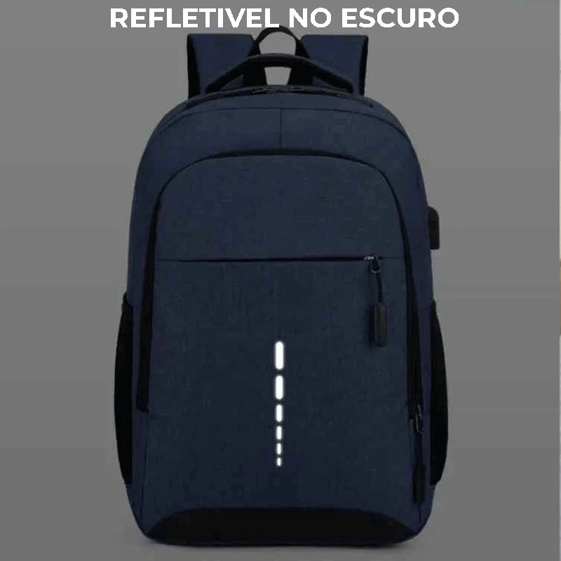 Mochila Masculina Azul Antifurto USB | Urban Tech