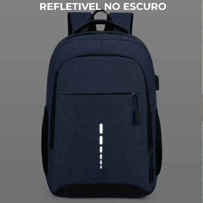 Mochila Masculina Azul Antifurto USB | Urban Tech