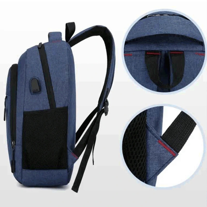 Mochila masculina azul antifurto slim urbana