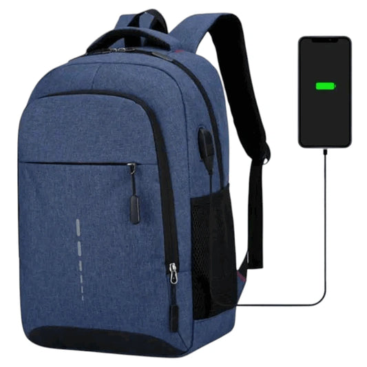 Mochila masculina azul com alças ergonômicas acolchoadas