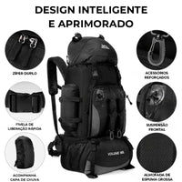Mochila 90 Litros com capa de chuva inclusa como brinde, garantindo proteção total e durabilidade, aumentando o Alto Valor.