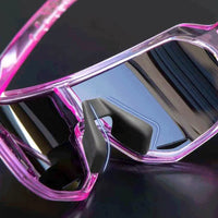 Close-up do apoio nasal ajustável em borracha, maximizando o conforto ergonômico e a segurança da armação TR90.