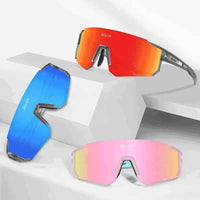 Exposição de três lentes em cores diferentes (laranja, azul, rosa), mostrando a versatilidade e o Alto Valor do acessório de performance.