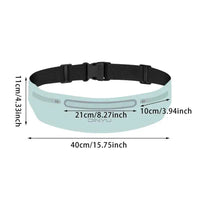 Pochete com dimensões otimizadas (40cm largura), garantindo portabilidade e performance durante a corrida.